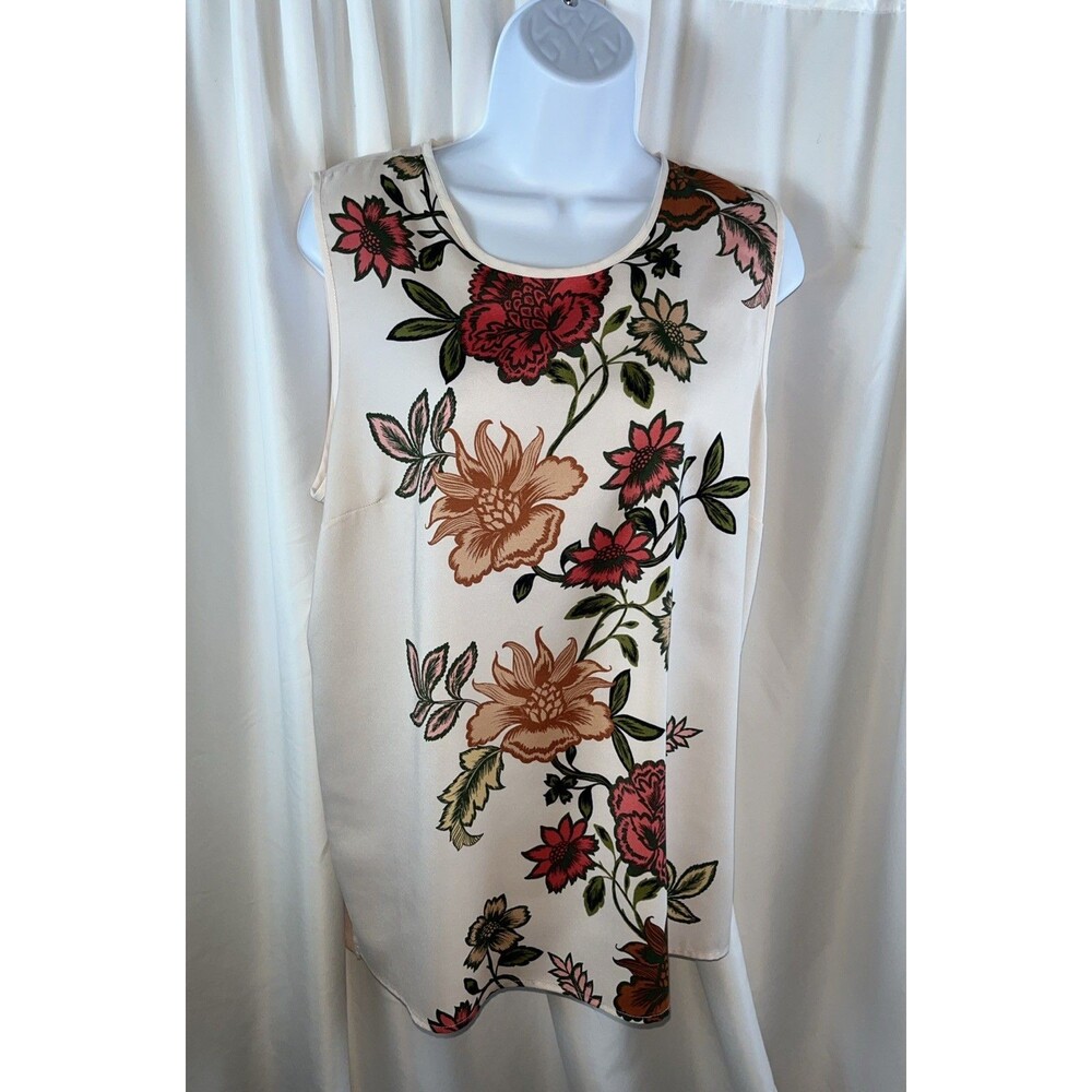 Vince Camuto Sleeveless Floral Women’s Blouse Size L Boho Cottagecore Multicolor
